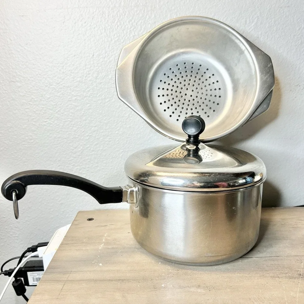 Vintage Presto PC 2 QT‎ Aluminum Saucepan Double Boiler Steamer Insert Set USA